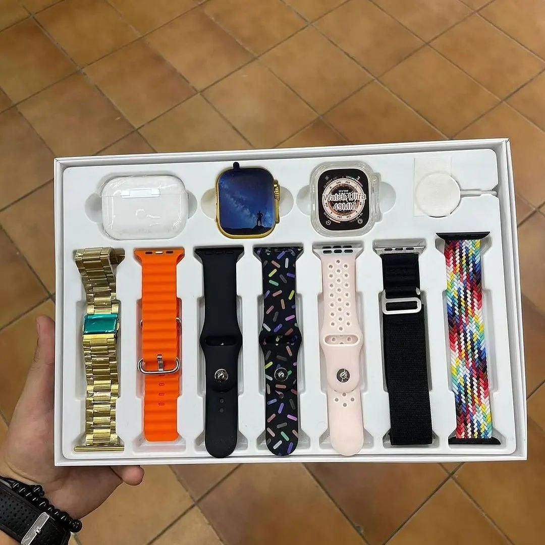 I20 Ultra Max 10-in-1 Smartwatch Bundle with AirPods Bonus | 2.3-Inch Screen & 10 Straps for Ultimate Style & Functionality